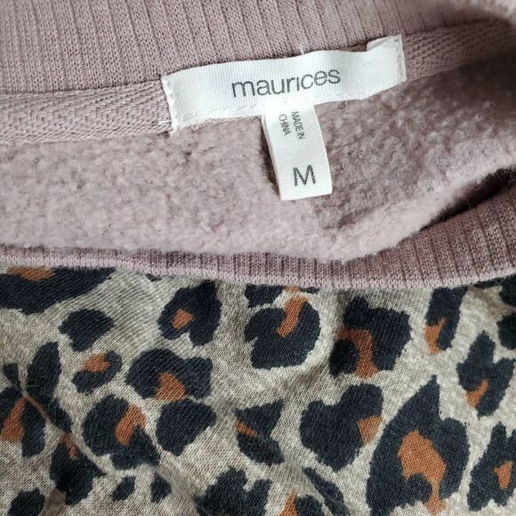 Maurices M Leopard Striped Pullover Sweatshirt Pink Tan Animal Print Long Sleeve - Picture 5 of 7